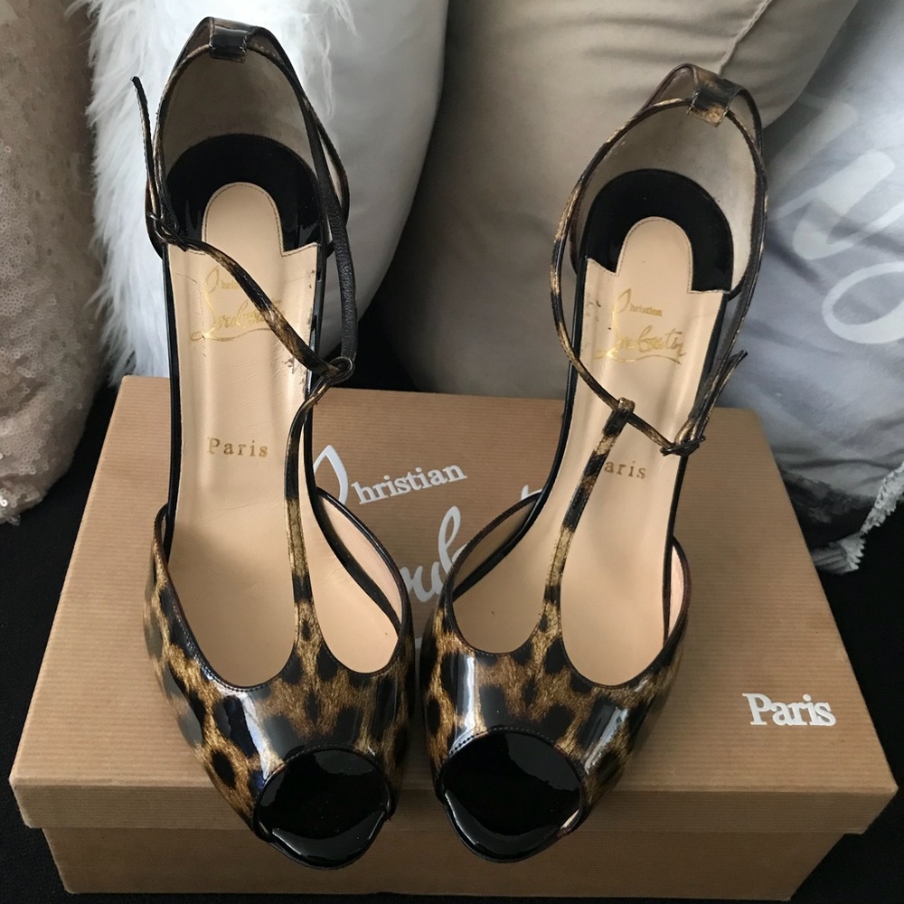 Christian Louboutin leopard peep toe heel
